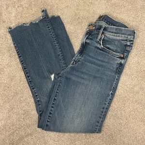 MOTHER The Insider Crop Step Chew Distressed Raw Hem Denim Blue Jeans Size 27